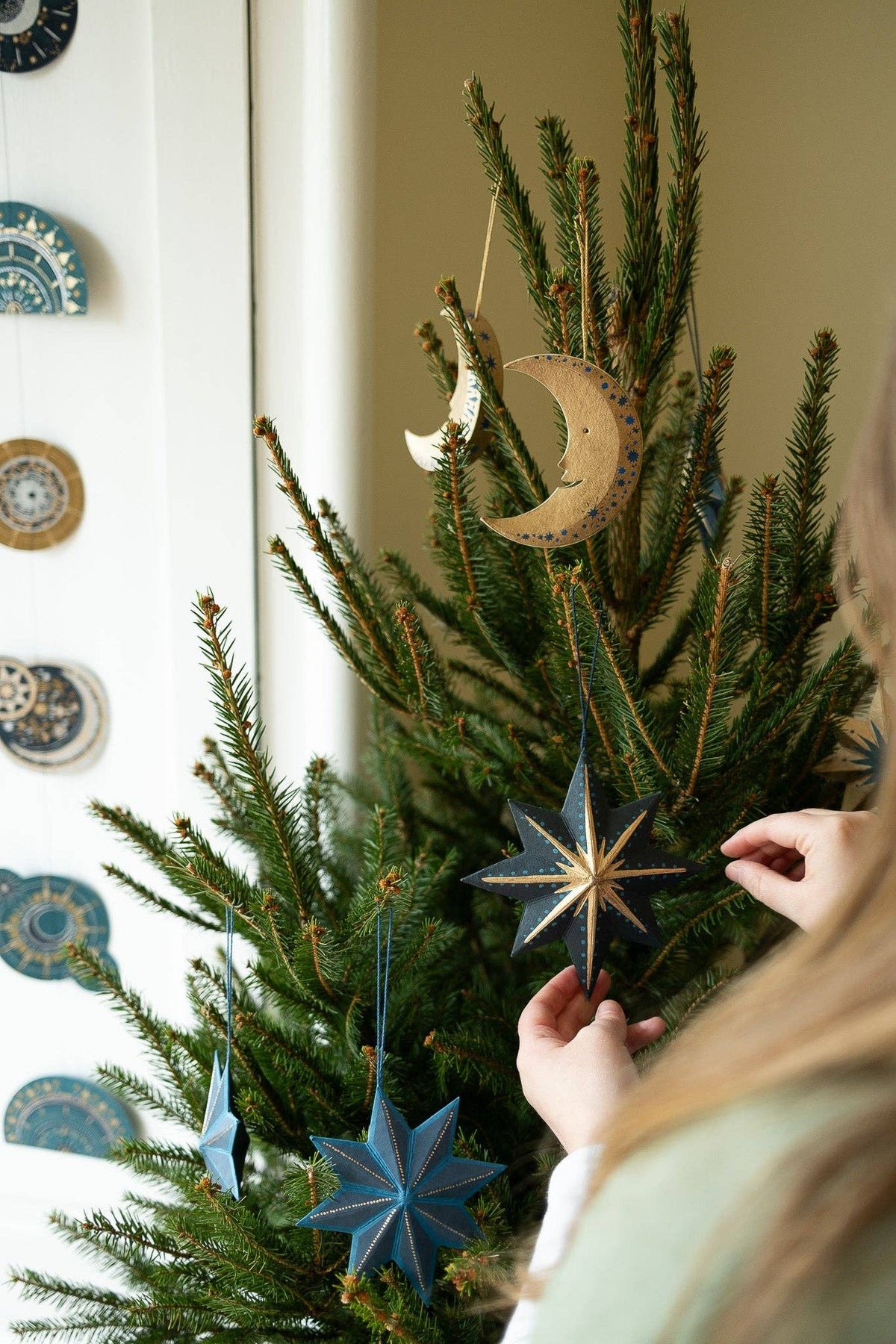 Shimmering Man on the Moon Paper Ornament