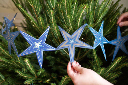 Stars Concertina Folded Paper Garland Royal Blue