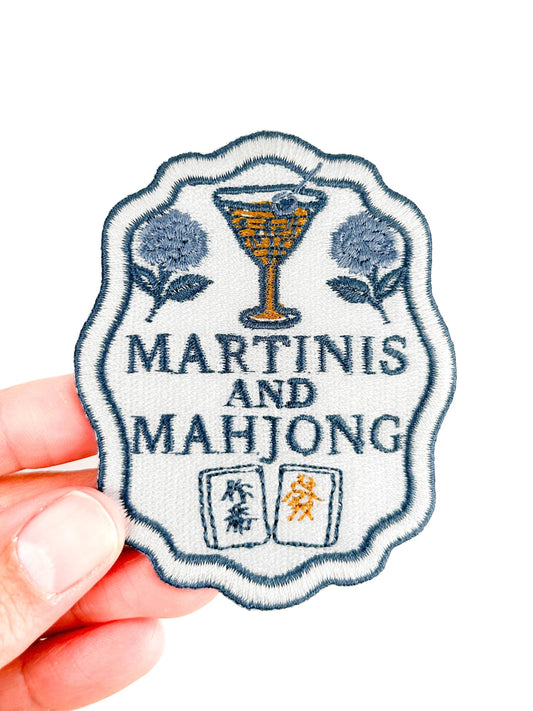 Martinis and Mahjong Embroidered Iron On Patch