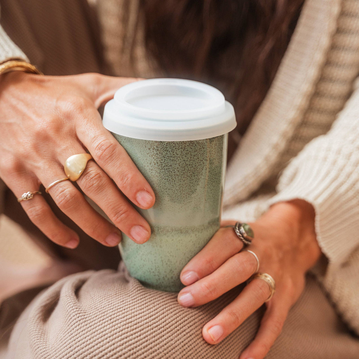 Emerald Green 12oz Ceramic Travel Mug
