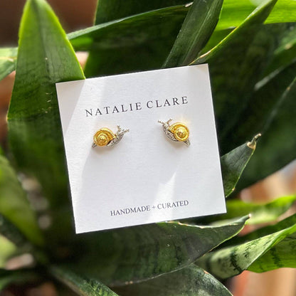 Two Tone Snail Stud Earrings