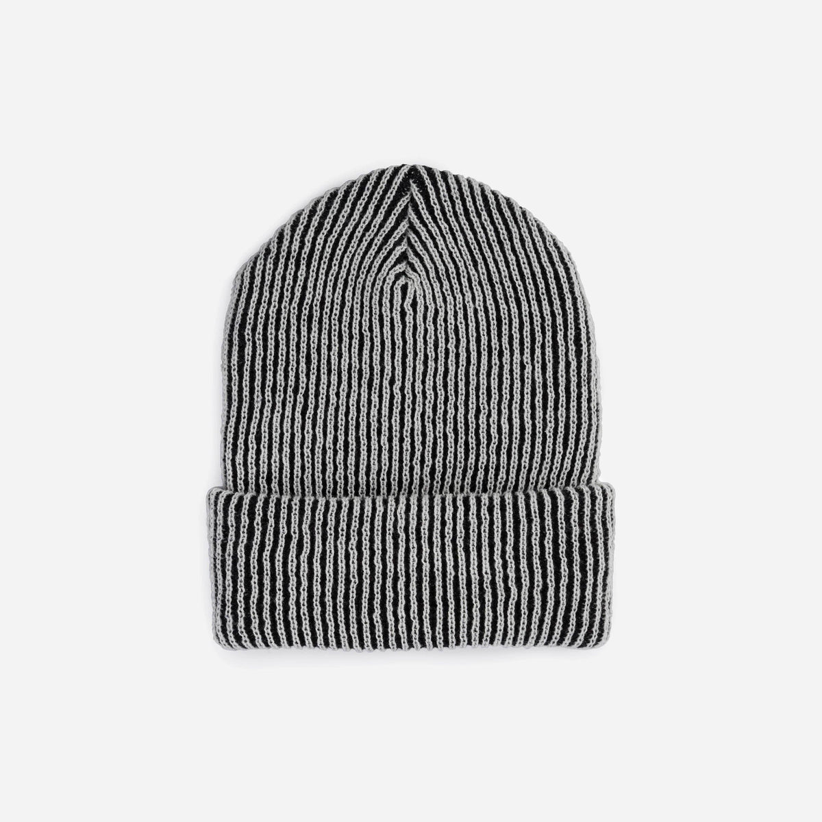 Two-Tone Rib Knit Beanie Unisex One Size