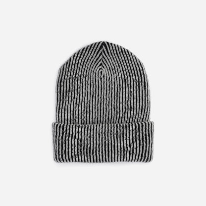 Two-Tone Rib Knit Beanie Unisex One Size