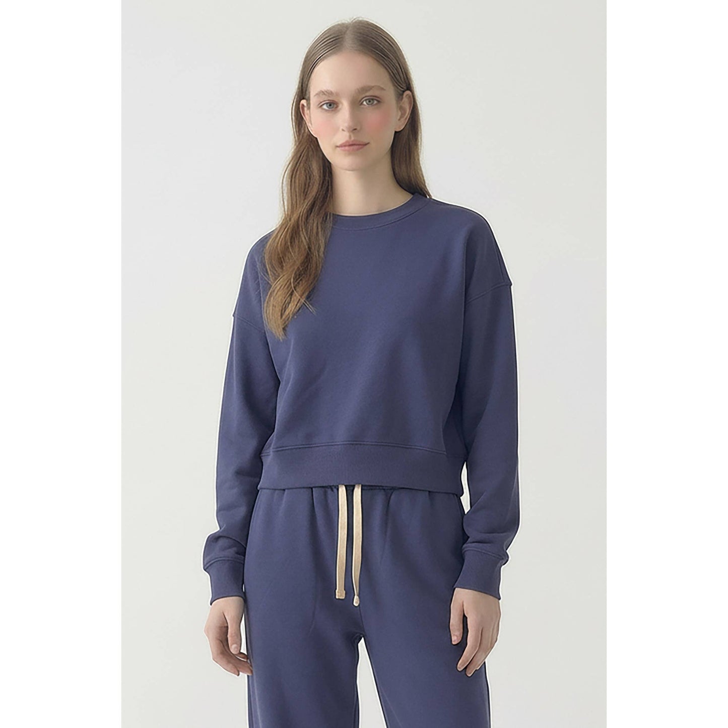 Cotton Terry Cropped Sweatshirt
