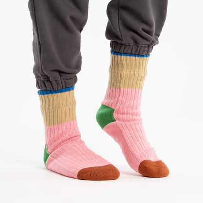 Minima Fleece Lined Knit House Socks Colorblock