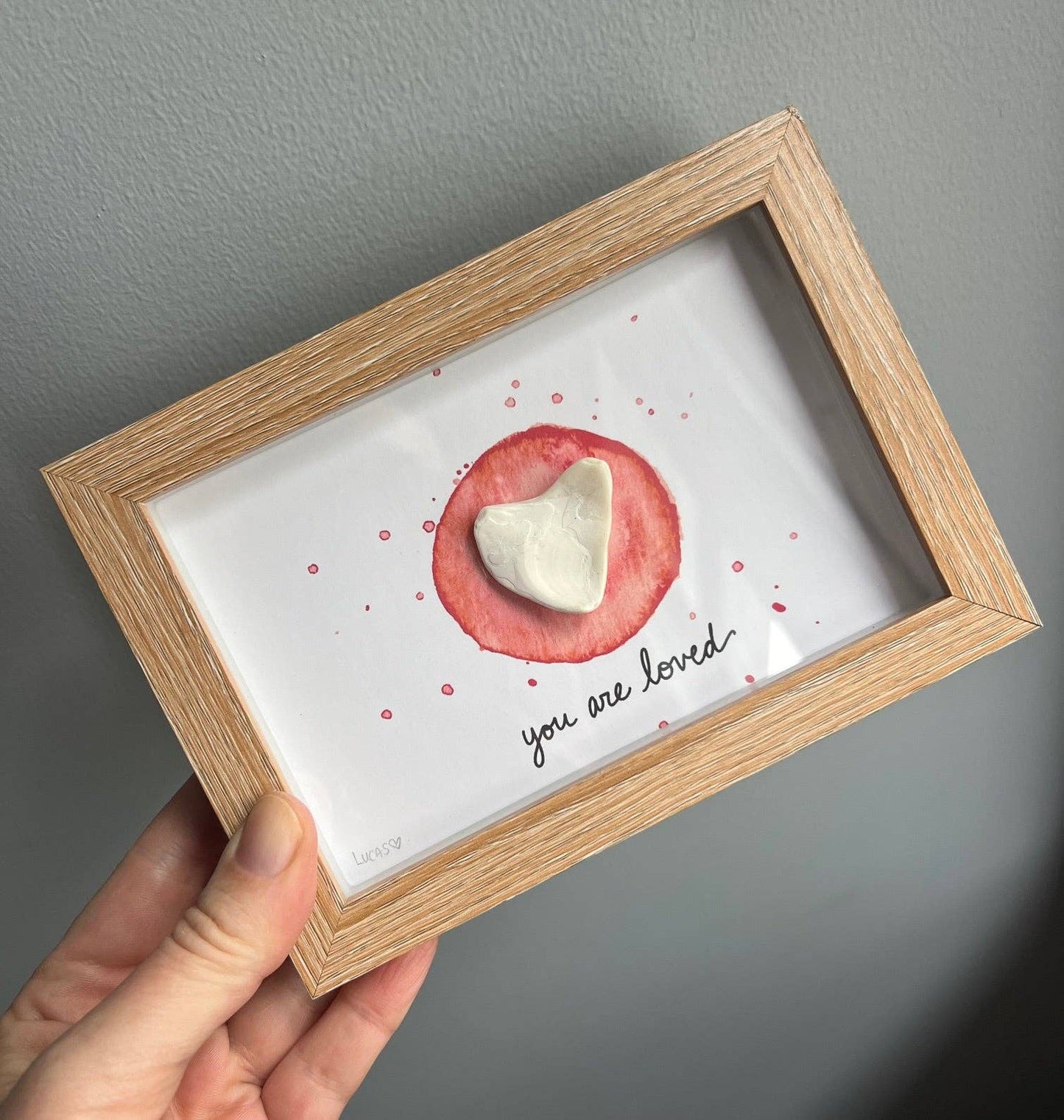 Heart Sea Glass Art in Shadowbox Frame