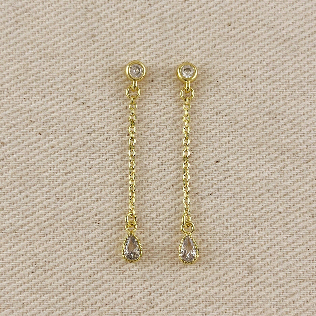 18k Gold Filled Teardrop CZ Dangle Earrings