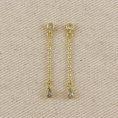 18k Gold Filled Teardrop CZ Dangle Earrings