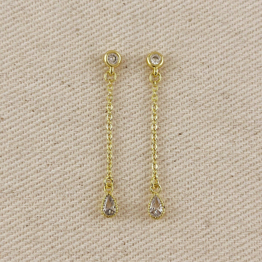 18k Gold Filled Teardrop CZ Dangle Earrings