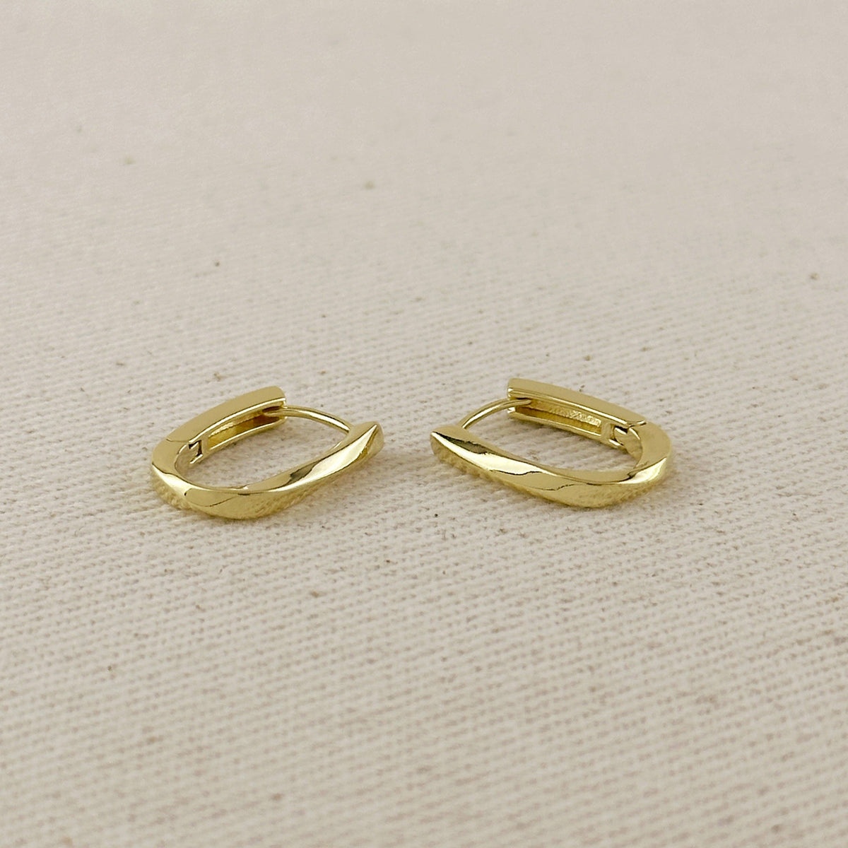 Gold Filled Twist Oblong Hoop Earrings