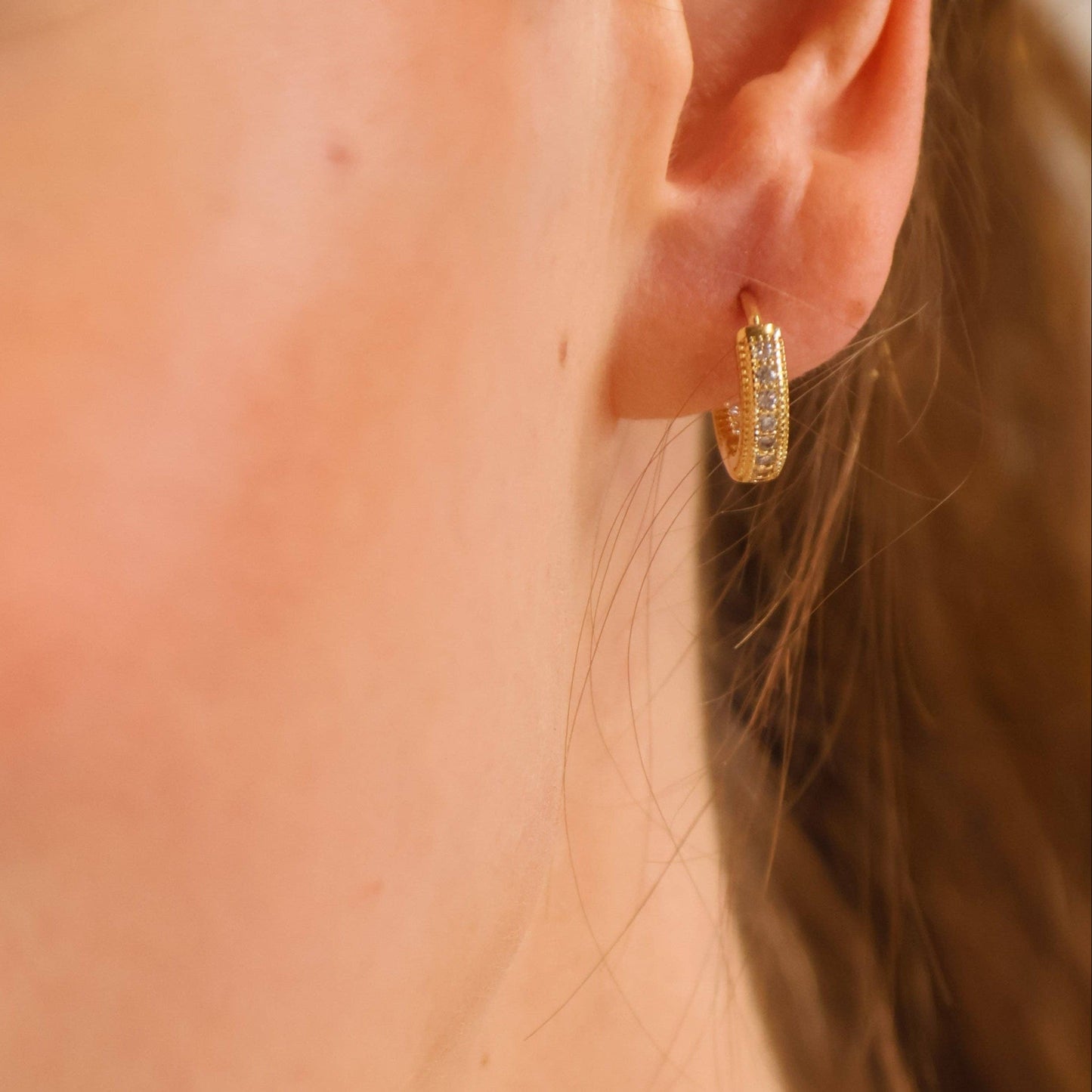 Rhinestone Hoop Earrings (18k Gold Filled)