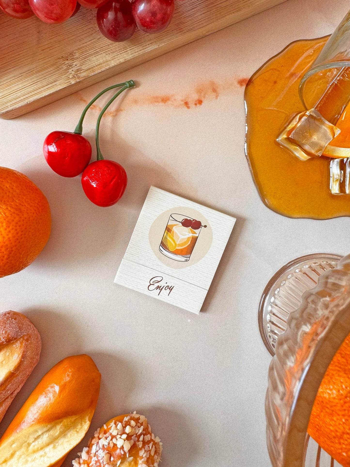 Old Fashioned Recipe Matchbook with Custom Colored Tips