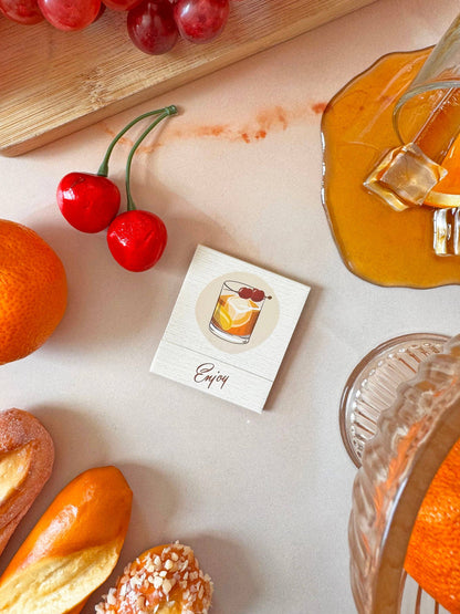 Old Fashioned Recipe Matchbook with Custom Colored Tips