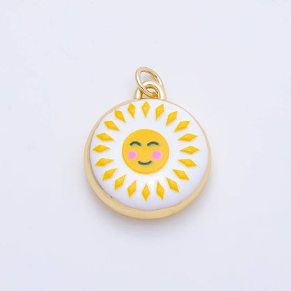 Smiley Celestial Sun Charm Earrings, Gold