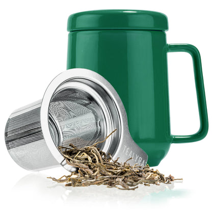 Ceramic Tea Mug with Metal Infuser and Lid
