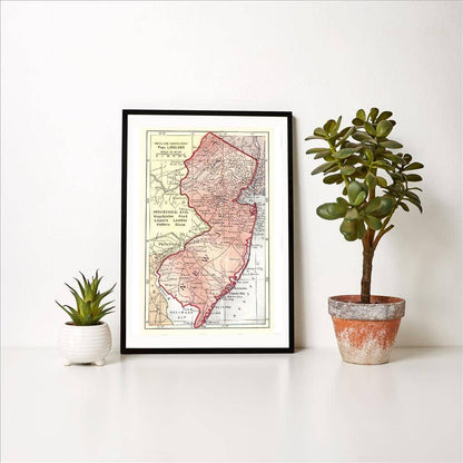 Vintage Map of New Jersey Art Print