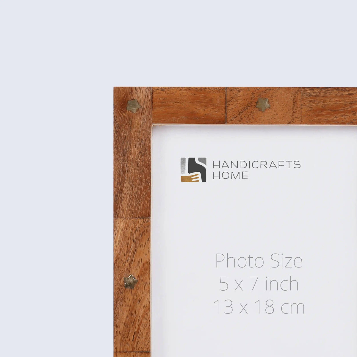 Handmade Wood Picture Frame with Brass Inlay