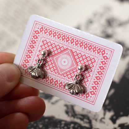 Vintage Tiny Silver Bee Charm Earrings