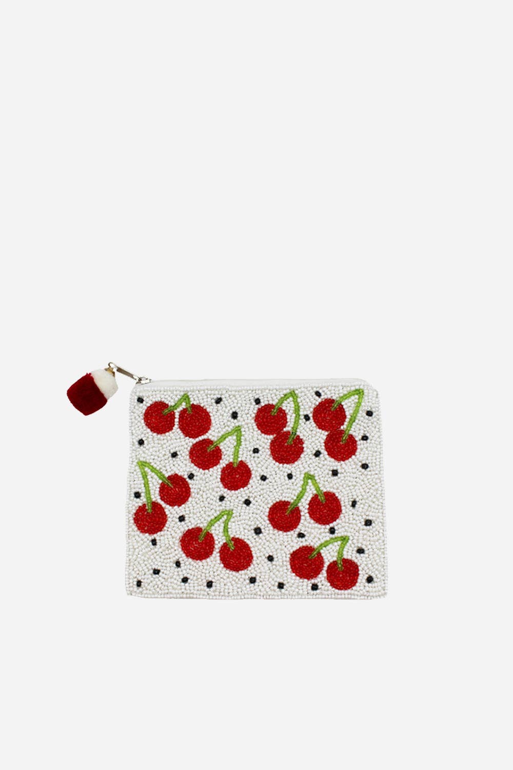 Cherries Beaded Coin Pouch Handmade in India