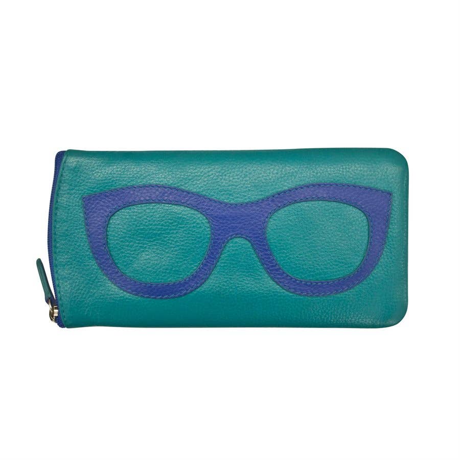 Leather Eyeglass Case with Eyeglass Frame Graphic RFID