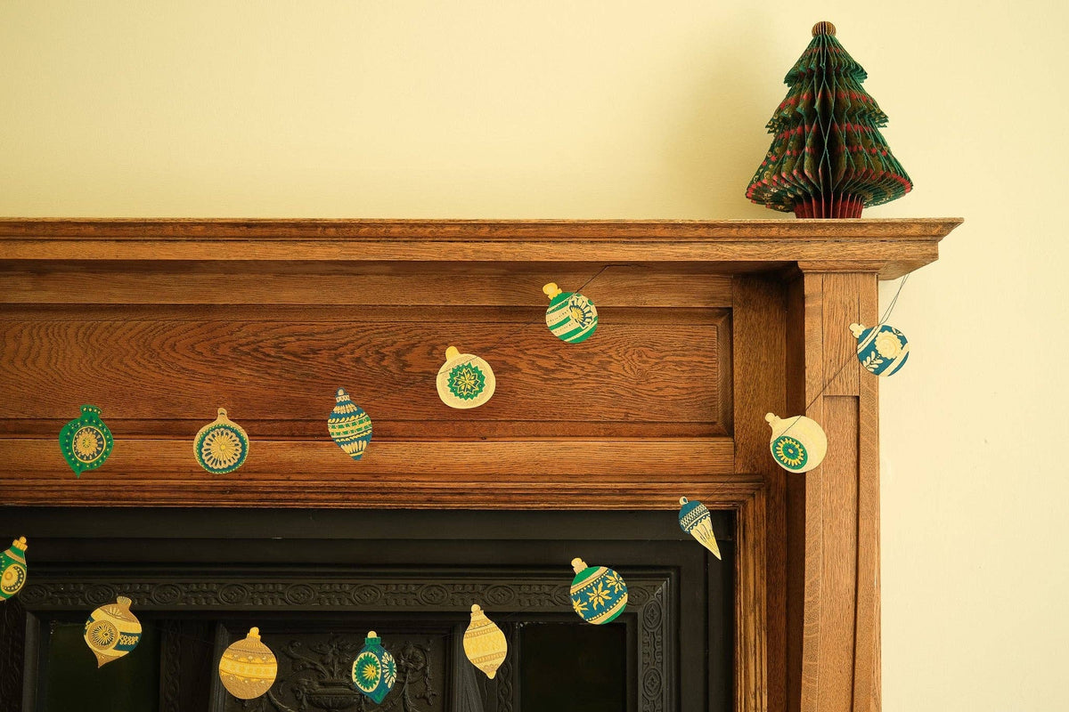 Christmas Ornaments Sewn Paper Garland 3 Meters