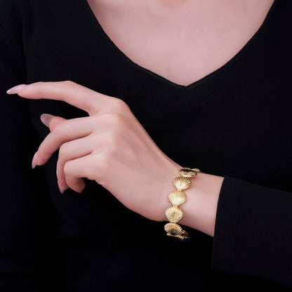 Clam Shell Cuff Bracelet Gold Filled