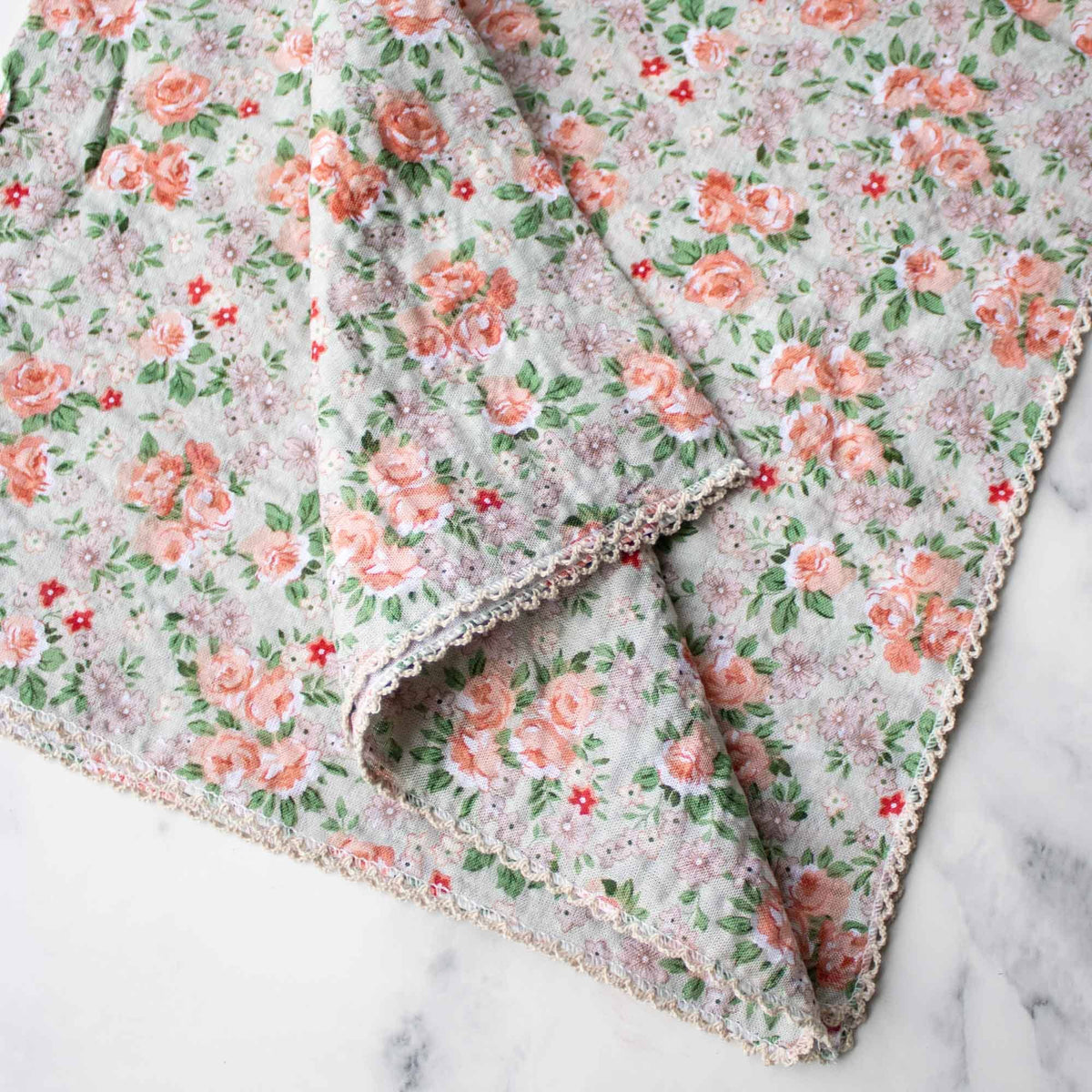 Rose Print Cotton Square Scarf 21 Inch