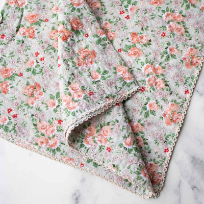 Rose Print Cotton Square Scarf 21 Inch
