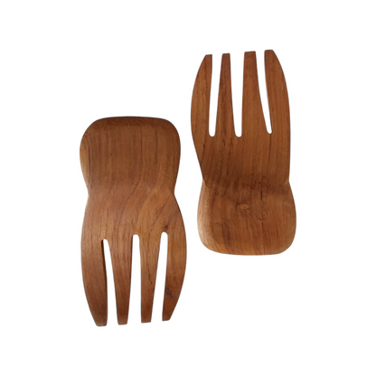 Teak Wood Salad Serving Hand Set