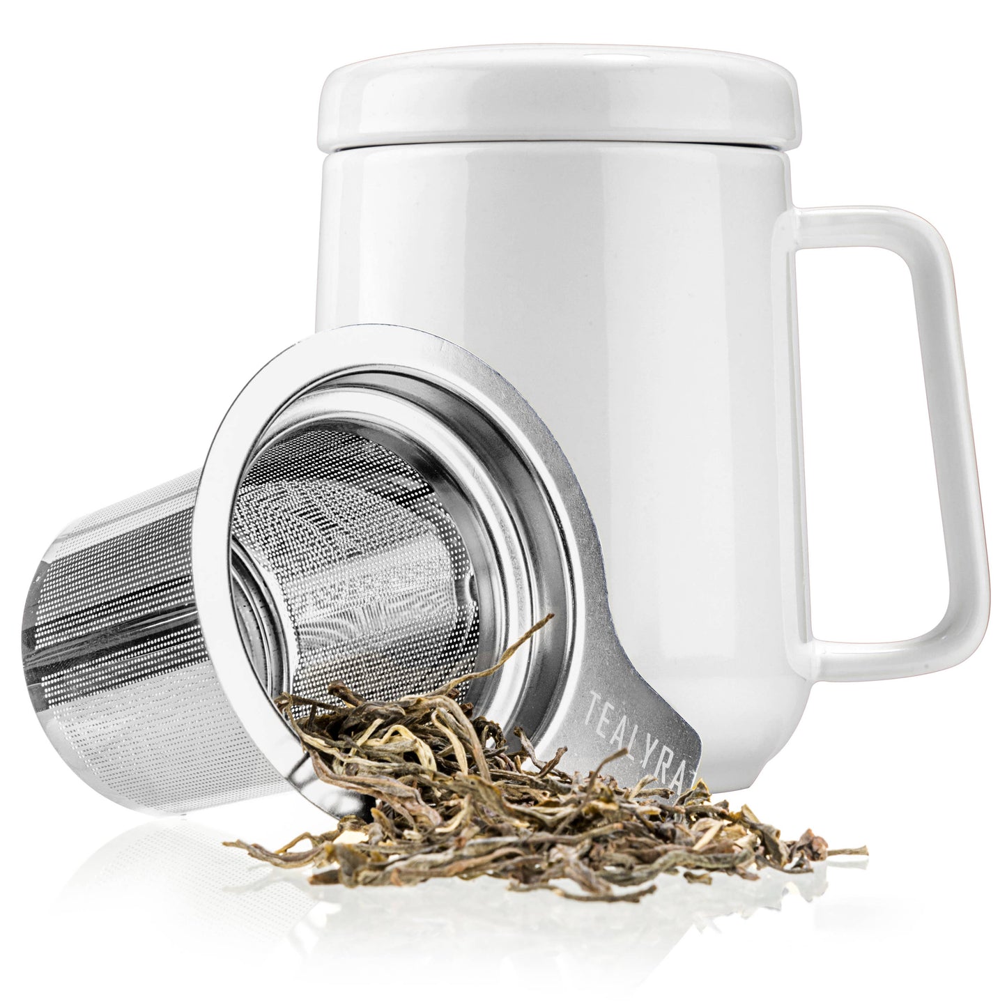 Ceramic Tea Mug with Metal Infuser and Lid