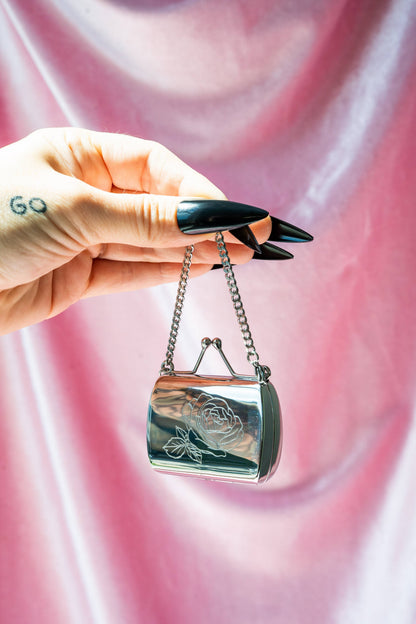Pocket Purse Pill Case with Engraved Roses