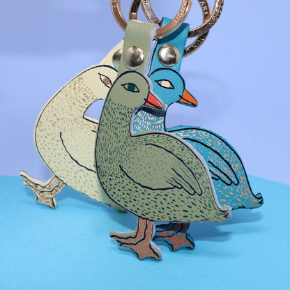 Silly Goose Leather Keychain Gold Plated