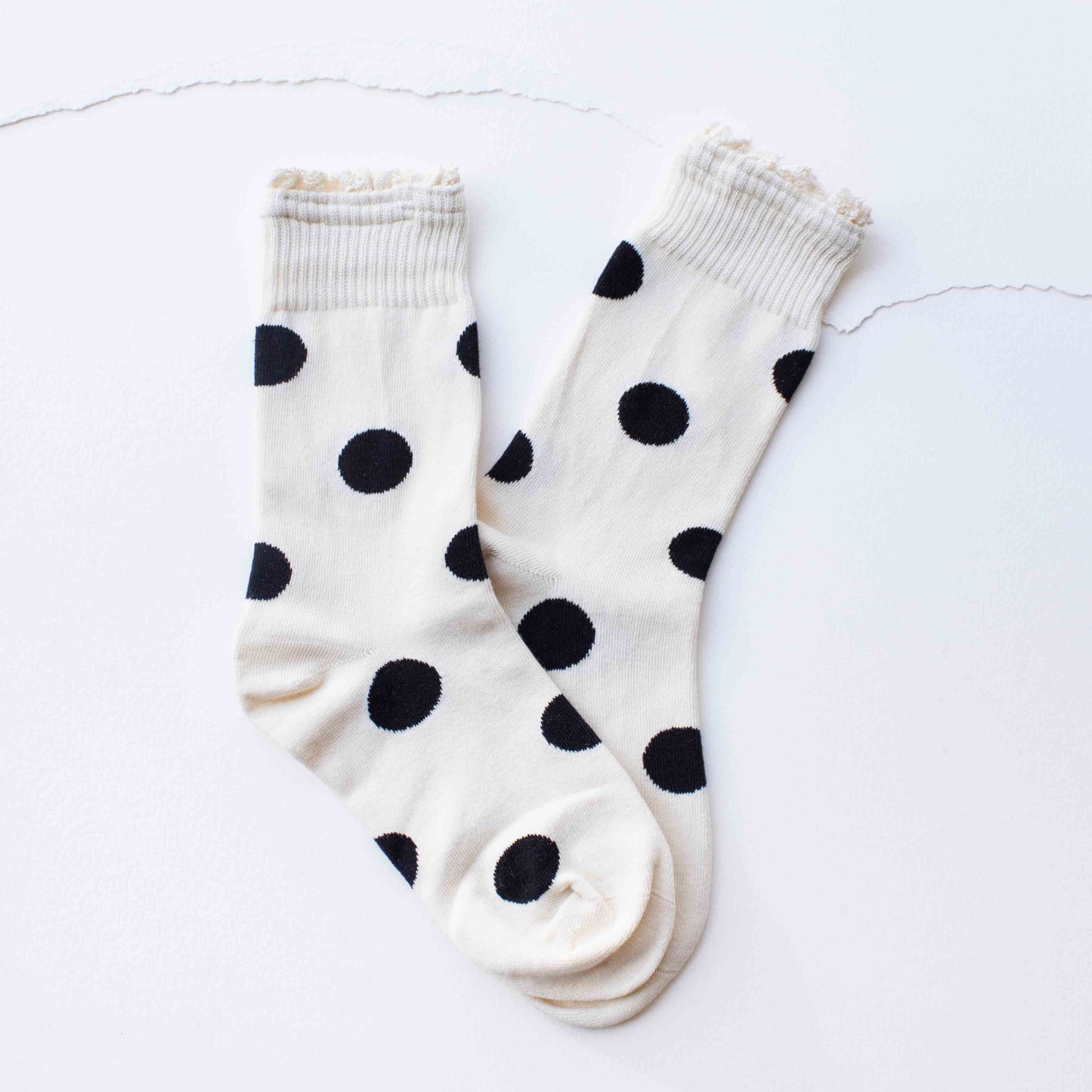 Polka Dot Ruffle Trim Crew Socks