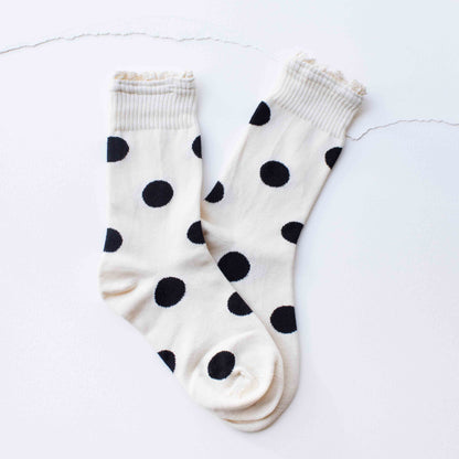 Polka Dot Ruffle Trim Crew Socks