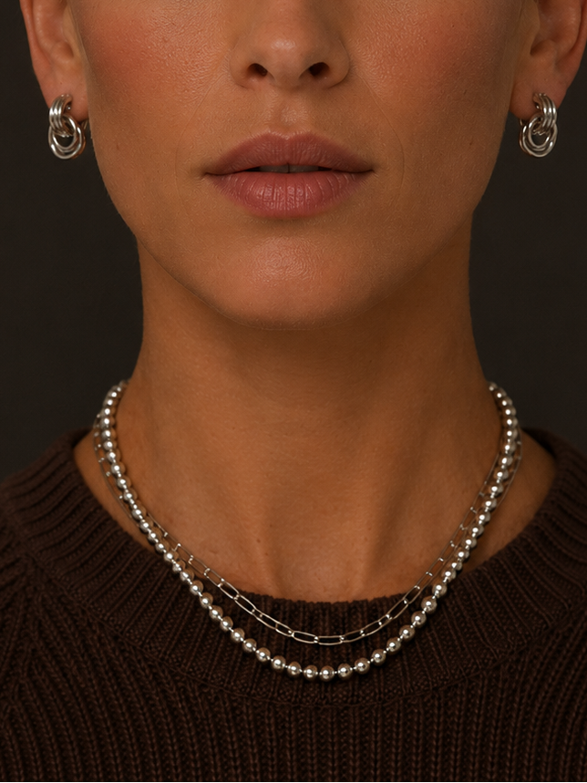 Silver Triple Knot Stud Earrings