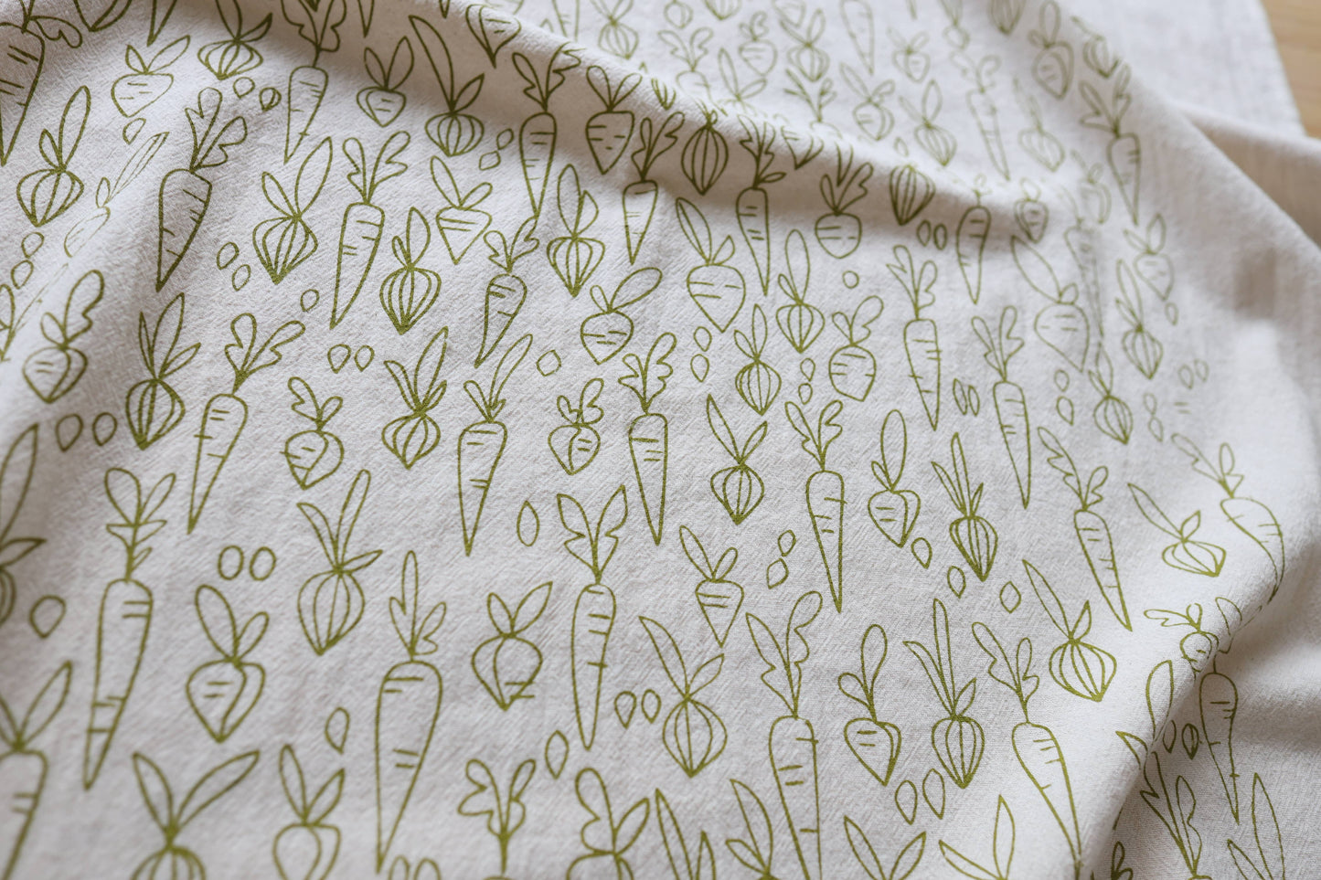 Root Vegetable, Handprinted Cotton Kitchen Towel