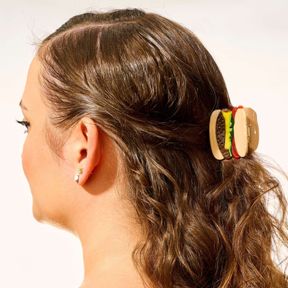 Mini Burger Acetate Hair Claw Clip