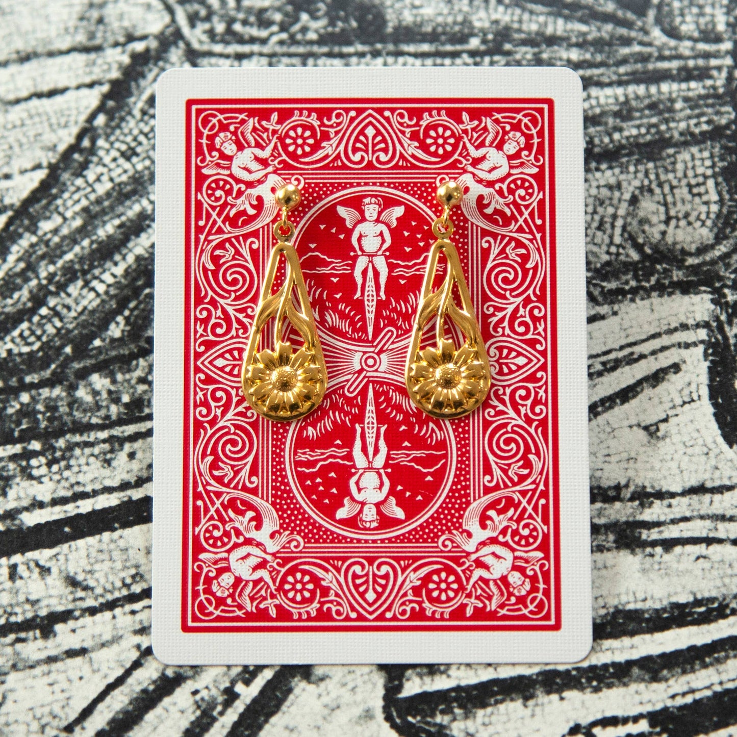 Vintage Gold Flower Drop Earrings
