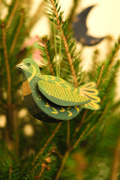 Partridge Screen Printed Paper Christmas Ornament