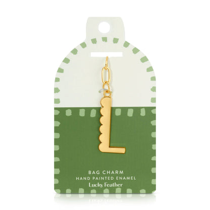 Initial L Enamel Bag Charm Keychain