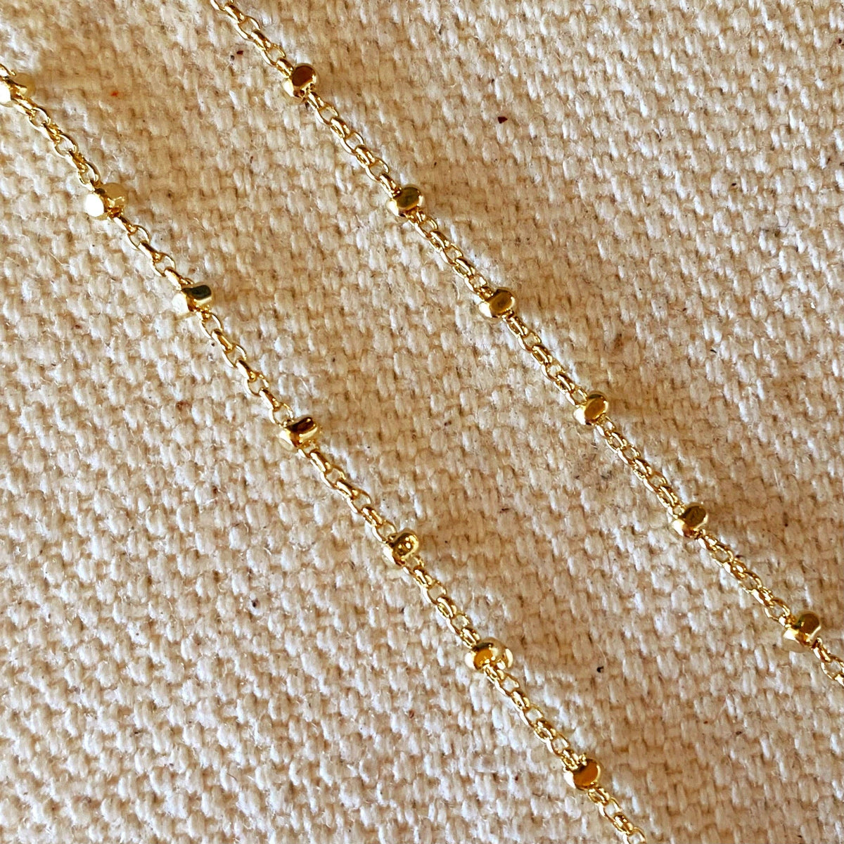 18k Gold Filled Spaced Beaded Chain Necklace