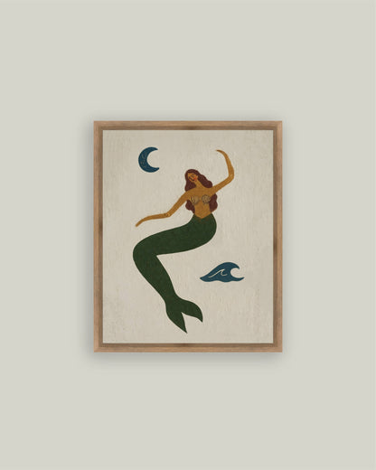 Moonlit Mermaid Framed Fantasy Art Print
