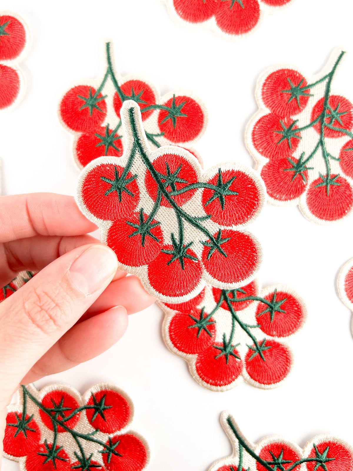 Tomato Vine Embroidered Iron-On Patch