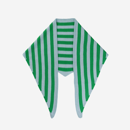 Simple Stripe Knit Triangle Scarf Neckerchief