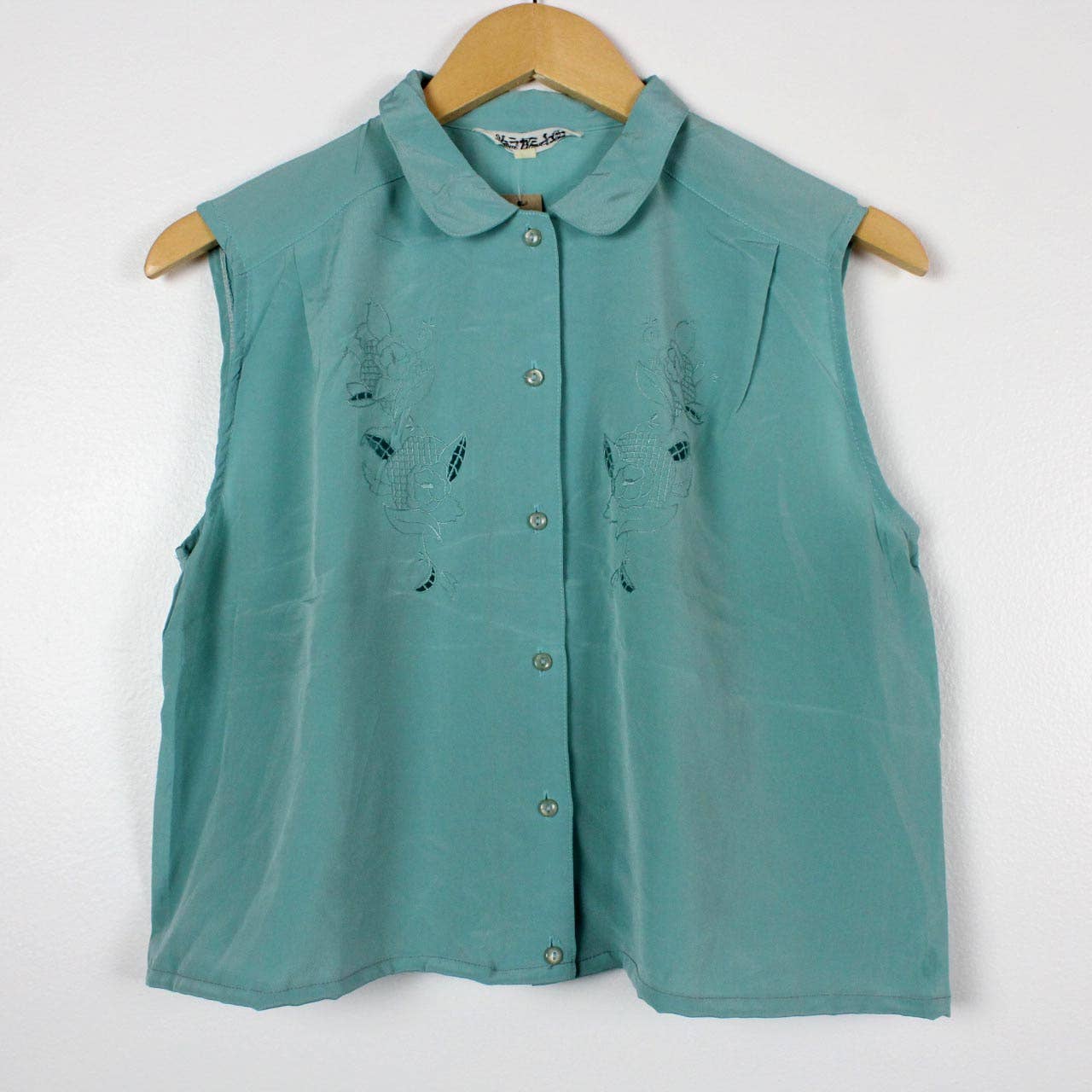 Upcycled Cropped Button-Up Blouse