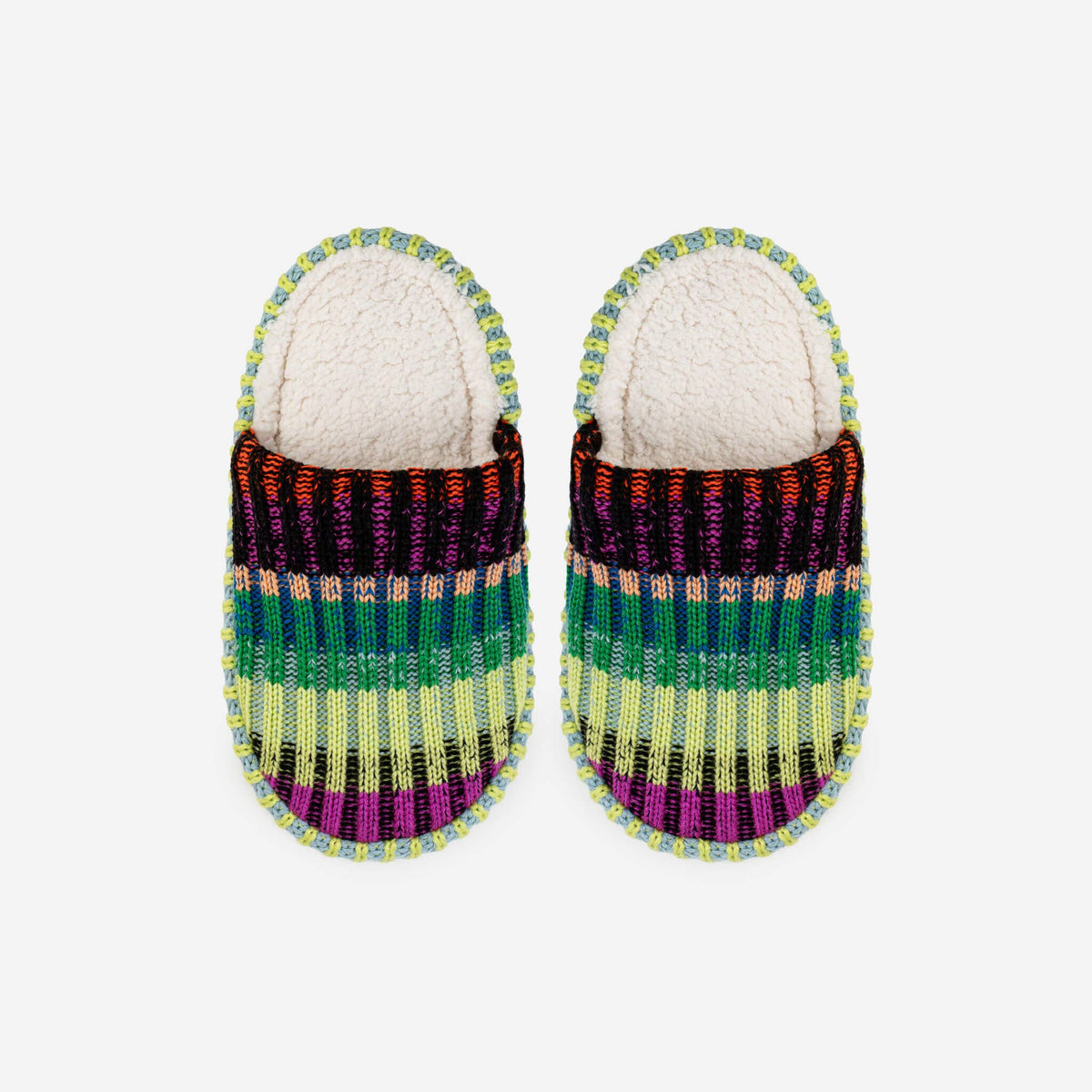 Mosaic Knit Slide Slippers Fleece Lined