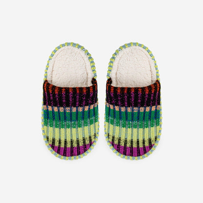 Mosaic Knit Slide Slippers Fleece Lined