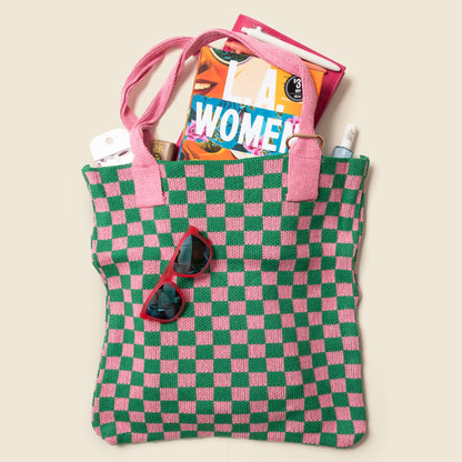 Pink and Green Checkered Everyday Tote Bag