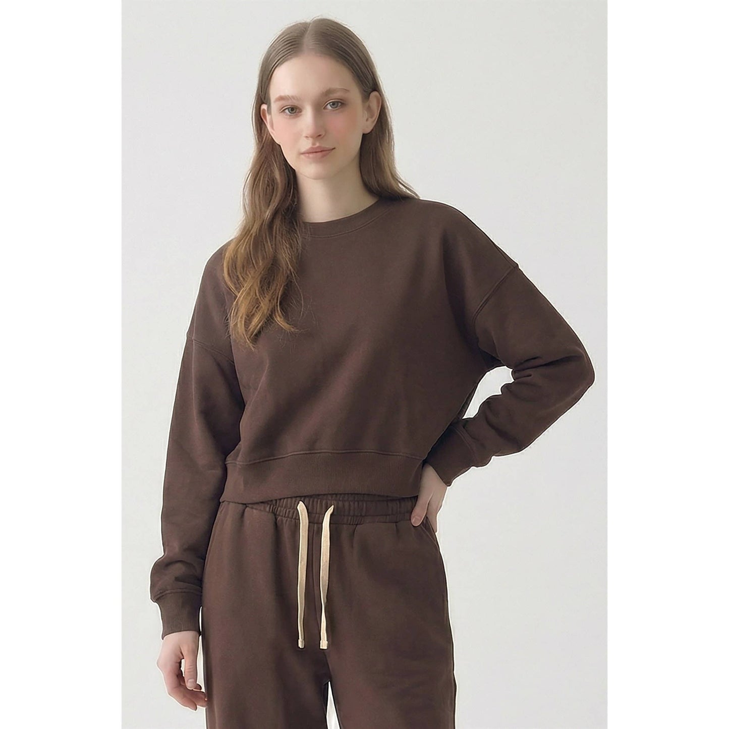 Cotton Terry Cropped Sweatshirt