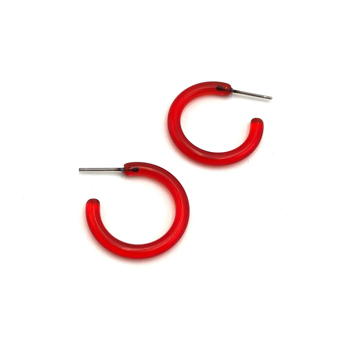 Red Small Jelly Tube Hoop Earrings -1"